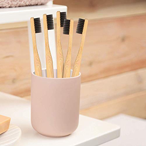 5 Premium Cepillos de Dientes de Bambú, Adulto| Blanqueamiento de Dientes Naturales Cepillos de Madera| Ecológico, 100% Biodegradable y Sin BPA| Cerdas Suaves Infundidas de Carbón