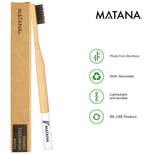 5 Premium Cepillos de Dientes de Bambú, Niños| Blanqueamiento de Dientes Naturales Cepillos de Madera| Ecológico, 100% Biodegradable y Sin BPA| Cerdas Suaves Infundidas de Carbón.