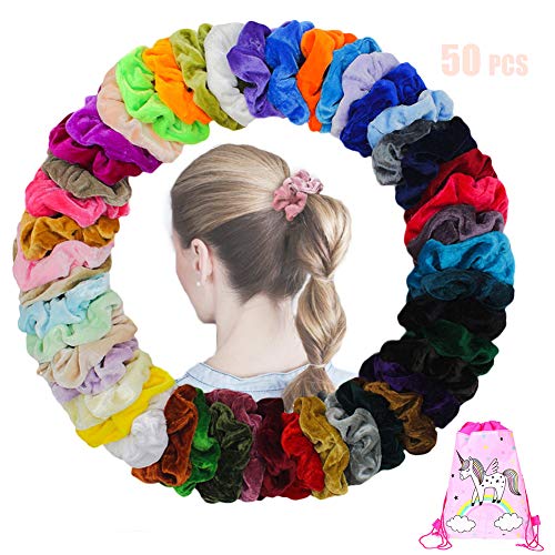 50 Piezas Scrunchies Terciopelo Colores Velvet Elástico de Tela Goma para el Cabello Accesorios para el Cabello Suave para Mujeres Niñas Stretchy Multicolor De Terciopelo Accesorios Para El Cabello