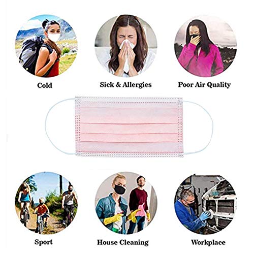 50Piezas Adulto Protección personal diaria ???????????, Protección 3 Capas Transpirables A Prueba de Polvo con Elástico para Los Oídos