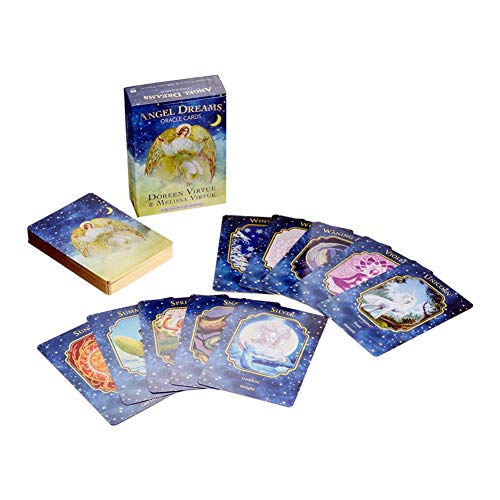 55pcs ángel sueño Oracle Tarjetas adivinación Destino Tarot Tarjetas Cubierta Juego de Mesa Tarjetas con Pentagram Retro Tarot Mantel de Tela y PDF Guía Cartas de la Mesa de póker