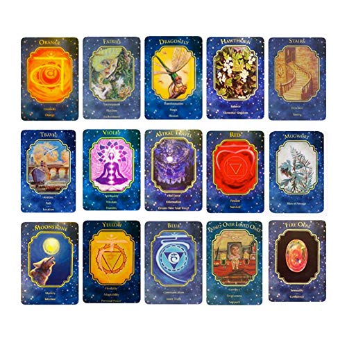 55pcs ángel sueño Oracle Tarjetas adivinación Destino Tarot Tarjetas Cubierta Juego de Mesa Tarjetas con Pentagram Retro Tarot Mantel de Tela y PDF Guía Cartas de la Mesa de póker