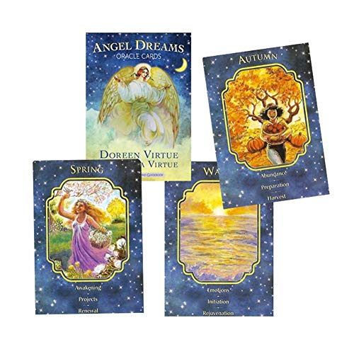 55pcs ángel sueño Oracle Tarjetas adivinación Destino Tarot Tarjetas Cubierta Juego de Mesa Tarjetas con Pentagram Retro Tarot Mantel de Tela y PDF Guía Cartas de la Mesa de póker
