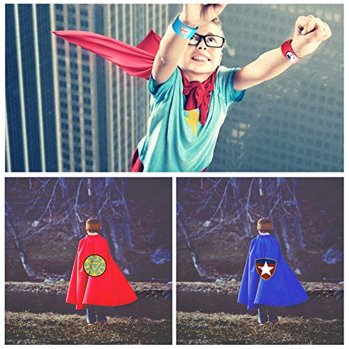 5pc Capas de Superhéroe para Niños - 5 Capa y 5 Máscaras 5 Pulsera de Silicona - Ideas Kit de Valor de Cosplay de Diseño de Fiesta de Cumpleaños de Navidad - Juguetes para Niños y Niñas Capes (5PCS)