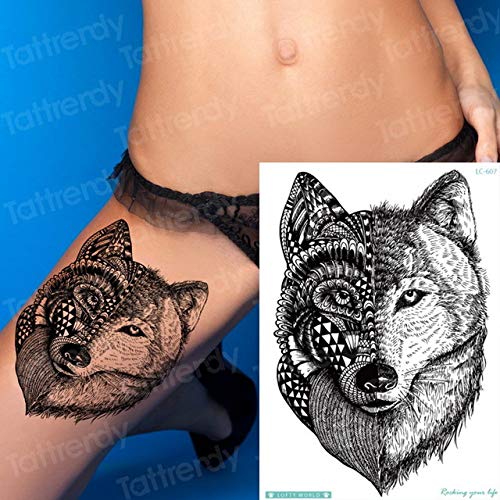 5Pcs-Tattoo Sticker Hombre Animal Transferencia de Agua Tatuaje Chica Pechos sext Wolf Tattoo Muslo Brazo Mangas 5Pcs-