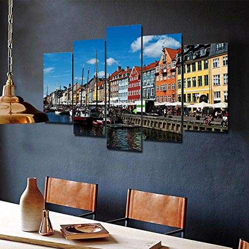 5Tdfc Cuadros Decoracion Salon Copenhague Dinamarca 5 Unidades Set Lienzo decoración del hogar Arte de la Pared decoración