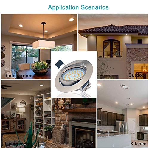 5W LED Empotrable Foco de Techo LED IP44 3000K Blancos Cálidos, Regulable,Iluminación para baño, Cocina, Recibidor, Oficina, Luz de techo rasante, Lámpara de techo para baño (3 piezas)