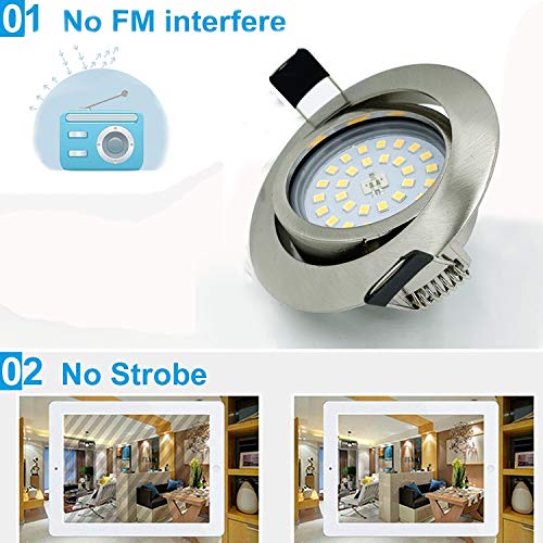 5W LED Empotrable Foco de Techo LED IP44 3000K Blancos Cálidos, Regulable,Iluminación para baño, Cocina, Recibidor, Oficina, Luz de techo rasante, Lámpara de techo para baño (3 piezas)