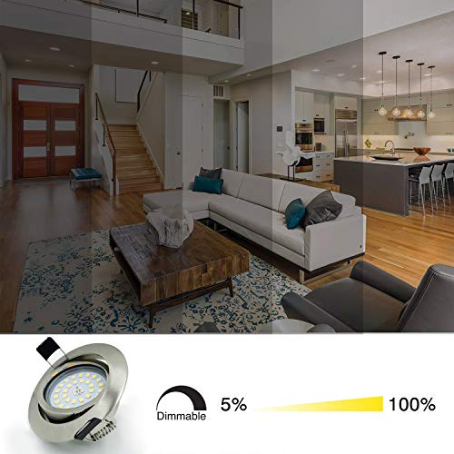 5W LED Empotrable Foco de Techo LED IP44 3000K Blancos Cálidos, Regulable,Iluminación para baño, Cocina, Recibidor, Oficina, Luz de techo rasante, Lámpara de techo para baño (3 piezas)