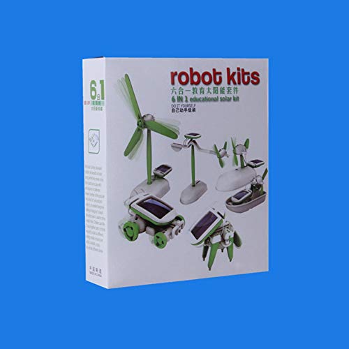 6-en-1 Kit de bricolaje de juguete solar Juguetes solares / 6-en-1 Ensamblaje solar Toy Science Pequeño experimento DIY Juguetes ensamblados para niños (Verde) ESjasnyfall