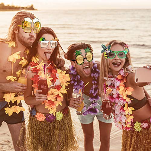 6 Pares de Gafas de Sol de Fiesta de Novedad Gafas de Sol Tropicales Hawaianas Gafas Creativas Divertidas de Disfraces Gafas de Fiesta de Playa Accesorios de Fotomatón para Niños Adultos