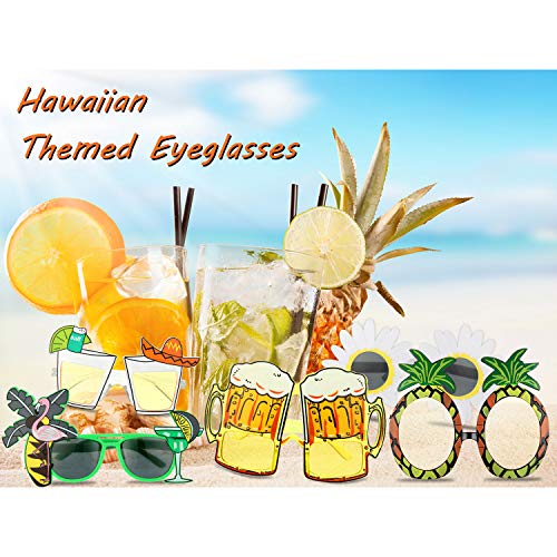 6 Pares de Gafas de Sol de Fiesta de Novedad Gafas de Sol Tropicales Hawaianas Gafas Creativas Divertidas de Disfraces Gafas de Fiesta de Playa Accesorios de Fotomatón para Niños Adultos