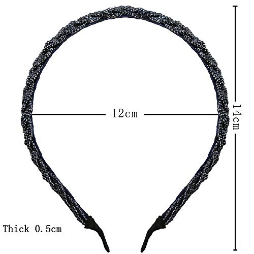 6 piezas de moda con cuentas de cristal trenzadas con diamantes de imitación de aro de diadema fina diadema accesorios para el cabello para mujeres y niñas