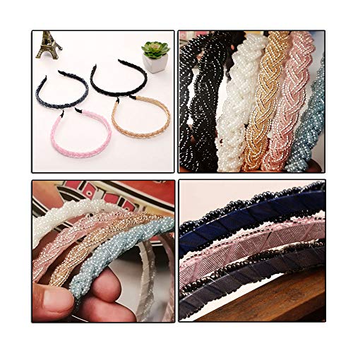 6 piezas de moda con cuentas de cristal trenzadas con diamantes de imitación de aro de diadema fina diadema accesorios para el cabello para mujeres y niñas