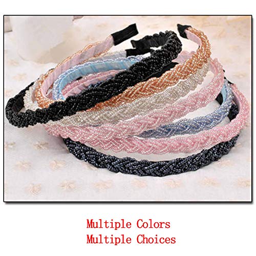 6 piezas de moda con cuentas de cristal trenzadas con diamantes de imitación de aro de diadema fina diadema accesorios para el cabello para mujeres y niñas
