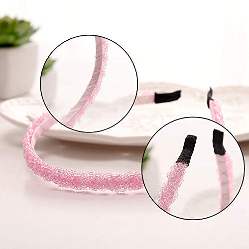 6 piezas de moda con cuentas de cristal trenzadas con diamantes de imitación de aro de diadema fina diadema accesorios para el cabello para mujeres y niñas