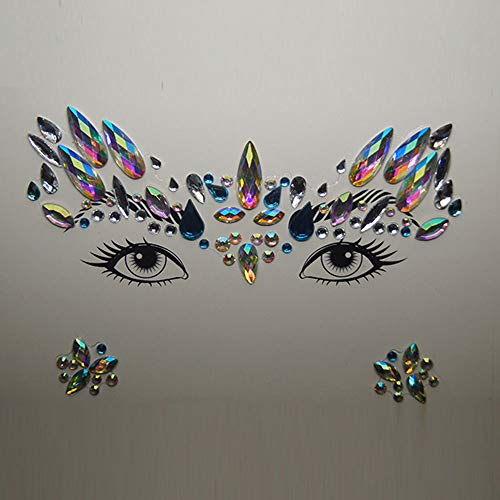 6 Piezas Pegatina de Cristal,Pegatina Facial,Tatuajes Temporales Pegatinas,Cristales Arco Iris Lágrimas Pegatinas,Mermaid Face Gem Sticker Festival,Efecto Glitter, Fiestas, Espectáculos y Maquillaje