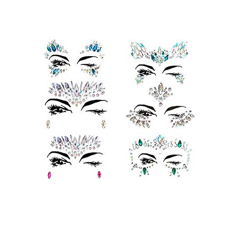 6 Piezas Pegatina de Cristal,Pegatina Facial,Tatuajes Temporales Pegatinas,Cristales Arco Iris Lágrimas Pegatinas,Mermaid Face Gem Sticker Festival,Efecto Glitter, Fiestas, Espectáculos y Maquillaje