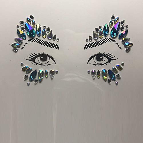 6 Piezas Pegatina de Cristal,Pegatina Facial,Tatuajes Temporales Pegatinas,Cristales Arco Iris Lágrimas Pegatinas,Mermaid Face Gem Sticker Festival,Efecto Glitter, Fiestas, Espectáculos y Maquillaje