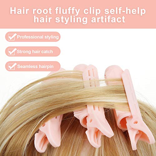 6 Piezas Pinzas de Volumen de Raíz de Cabello Rizador Rodillo de Raíz de Pelo Pinza de Pelo Esponjoso Ondulado Herramienta de Peinado de Clip de Pelo Esponjoso, Rosa