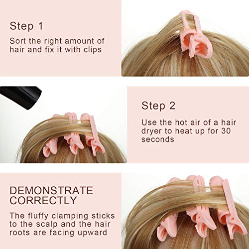 6 Piezas Pinzas de Volumen de Raíz de Cabello Rizador Rodillo de Raíz de Pelo Pinza de Pelo Esponjoso Ondulado Herramienta de Peinado de Clip de Pelo Esponjoso, Rosa