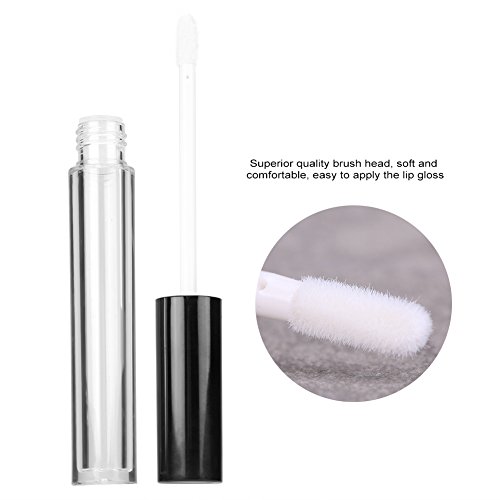 6 rollos de cristal vacíos de 5 ml para botellas con frasco transparente con tapón negro, ideal para delineador de labios y aceites esenciales.