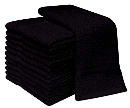 6 Toallas de Mano para Lavabo de algodón 100%, 50x100 cm, Blancas y Negras (Precio PROMOCION) (Negro)