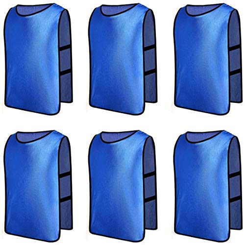6 X Senston Deportes pinnies adulto Scrimmage chalecos de entrenamiento de fútbol baberos Deep Blue y 3 Tamaño