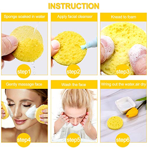 60 Esponjas Faciales Esponja de Cara Comprimida Esponja de Limpieza Natural para Limpieza Facial, Mascarilla Exfoliante, Desmaquillante