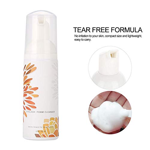 60 ml Profesional pestañas Espuma Cleanser Cepillo de limpieza Set – Rizador de garantía Limpieza Espuma, Eyelash foaming Cleanser Eyelash Extension Cleaning Foam