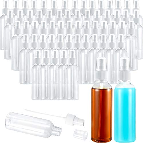 60 Piezas Botella de Spray Transparente de 3,4 oz/ 100 ml Mini Pulverizador Plástico de Niebla Fina de Viaje Contenedor Líquido Recargable Portátil para Limpiar Manos Regar Plantas y Cuidar Piel