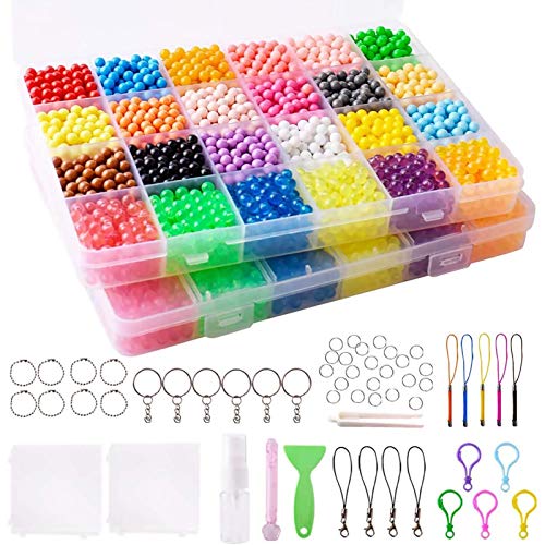 6000pcs Abalorios Cuentas de Agua Juego de Cuentas de Agua en 24 Colores Diferentes Manualidades Regalo para Niños Principiantes (6000pcs Cuentas de agua)