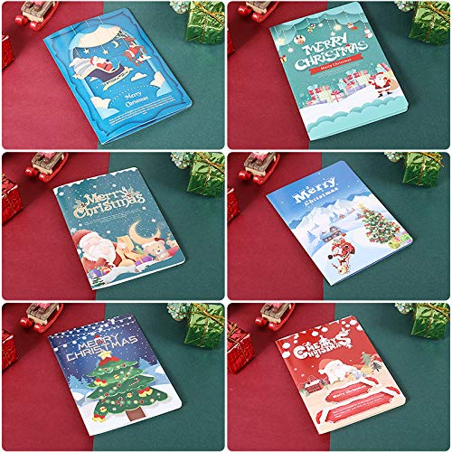 6PCS Christmas AR 3D Card Creative Xmas Greeting Card AR Virtual Dynamic Video Christmas Greeting Cards Tarjetas de regalo con sobres para decoración navideña Artículos de fiesta
