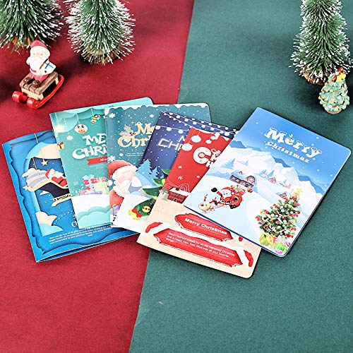 6PCS Christmas AR 3D Card Creative Xmas Greeting Card AR Virtual Dynamic Video Christmas Greeting Cards Tarjetas de regalo con sobres para decoración navideña Artículos de fiesta