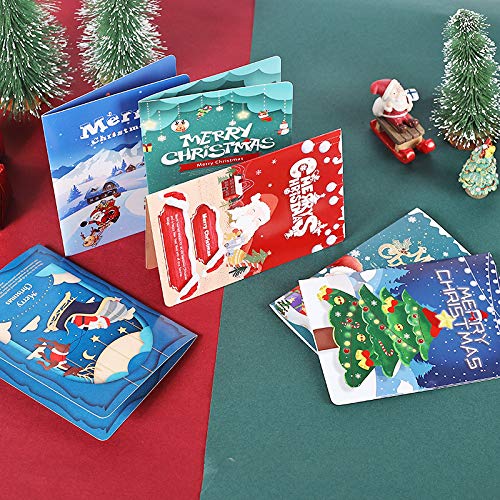 6PCS Christmas AR 3D Card Creative Xmas Greeting Card AR Virtual Dynamic Video Christmas Greeting Cards Tarjetas de regalo con sobres para decoración navideña Artículos de fiesta