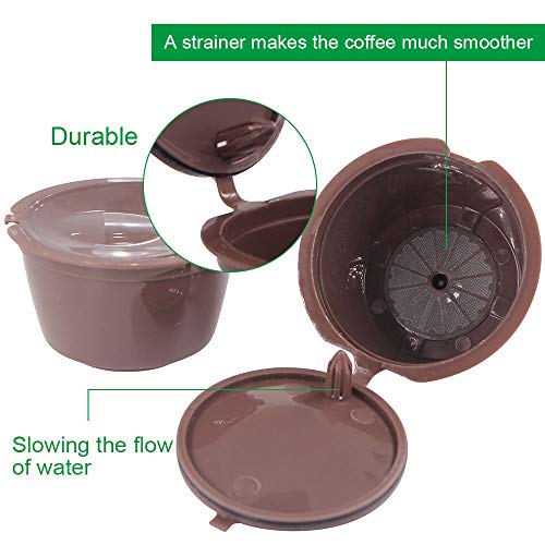 7 stars Filtros Cápsulas de Café puede rellenar reutilizar para Dolce Gusto Cafetera fuerte al menos 160 veces de usos para reemplazo,3 pcs con 1 cucharón de plástico y 1 cepillo de limpieza