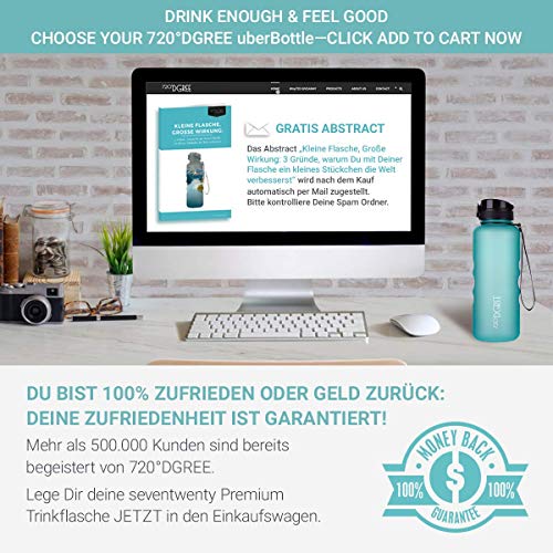 720°DGREE Botella de Agua uberBottle – 1,5 litros, 1500ml, Azul | Novedosa Botella Deportiva | Sin BPA | para niños, Fitness, Deportes, fútbol, guardería, Escuela, pequeños, antigoteo