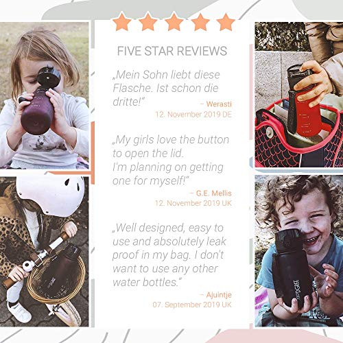 720°DGREE Botella de Agua uberBottle – 350ml, 350 ml, Gris | Novedosa Botella Deportiva | Sin BPA | Ideal para niños, Fitness, Bicicleta, Deportes, fútbol, guardería, Escuela, pequeños, antigoteo
