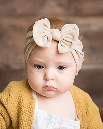 8 unids Baby Girls Nylon Diadema Super Elastic Bows Banda de Pelo Suave Accesorios para el Cabello para Niños Recién Nacidos Bebés (1)