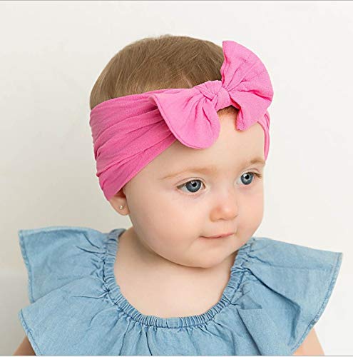 8 unids Baby Girls Nylon Diadema Super Elastic Bows Banda de Pelo Suave Accesorios para el Cabello para Niños Recién Nacidos Bebés (1)