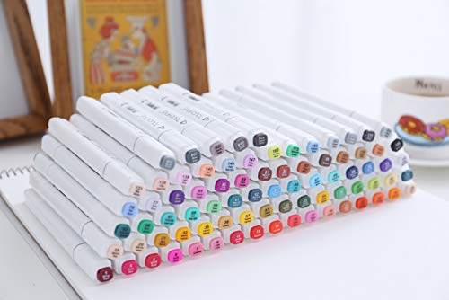 80 lápiz marcador de color, doble sugerencia texto marcador graffiti Pen, 80 colores para estudiante Comic artista diseño escuela dibujo marcador pluma arte suministros y bolsas de almacenamiento