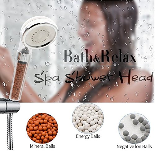 8CM Alcachofa de la ducha,AZXES,Cabeza de Filtro Transparente,SPA Ducha Filtro Iónico Ahorro de Agua