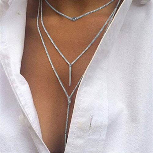 8m Nordvpn Simple Chapado en Oro Tassel Coin Bar Collar Clavícula Cadena Charm Joyería Plata*1 (K)