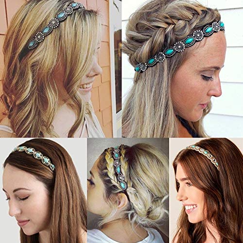 8Pcs Diademas de encaje Estiramiento Diademas Joyas de perlas de encaje Diademas con cuentas Elegent Hair Band para mujer Lady Girls