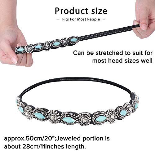 8Pcs Diademas de encaje Estiramiento Diademas Joyas de perlas de encaje Diademas con cuentas Elegent Hair Band para mujer Lady Girls