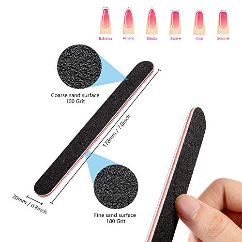 [9 in 1]GeekerChip Kit para Limas de Uñas Profesionales,Limas para Uñas de Doble con Empujador de Acero,Tenedor de Cutícula,Cepillo de Uñas,Separador de Dedos para Uso Doméstico y de Salones