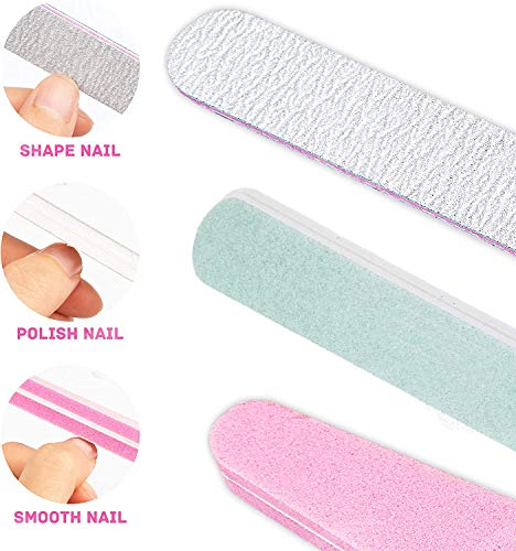 [9 in 1]GeekerChip Kit para Limas de Uñas Profesionales,Limas para Uñas de Doble con Empujador de Acero,Tenedor de Cutícula,Cepillo de Uñas,Separador de Dedos para Uso Doméstico y de Salones