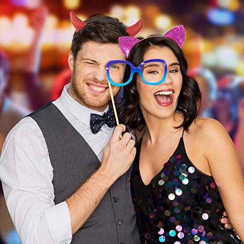 9 Piezas Diademas de HAlloween Diadema de Cuerno de Diablo Diadema de Orejas de Gato de Lentejuelas Encaje para Halloween Tema Fiesta Decoración