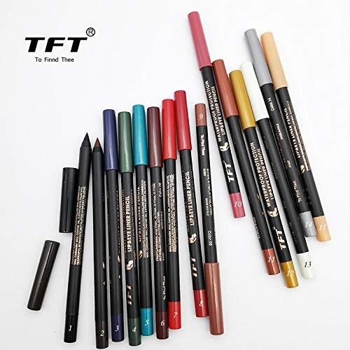 99AMZ 3 in1Delineador de ojos Sombra de ojos Pen Delineadores labiales Mate Impermeable Durable Brillo Altamente pigmentados Sombra de ojos en crema Eyeliner Bálsamos labiales Azul Roja Verde (F-06)