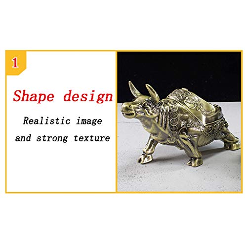 A Prueba de Viento Cenicero con el Ornamento Decorativo de Regalo Tapas de Metal portátil cigarro Cenicero Cenicero Mesa de la Vendimia (Color : A)